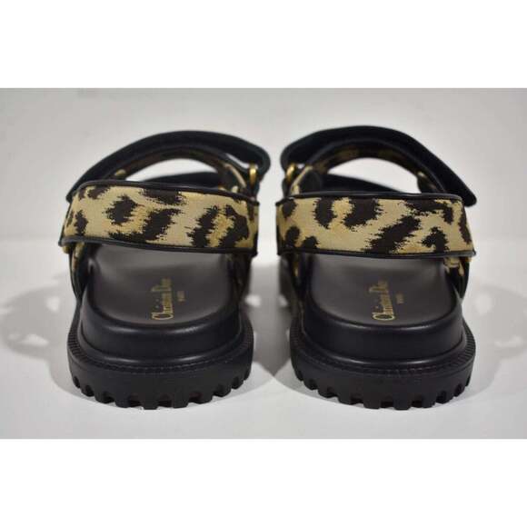 Christian Dior Act Dway Black Gold Leopard Shiny Logo Strap Flat Dad Sandal 35.5 - Picture 11 of 12